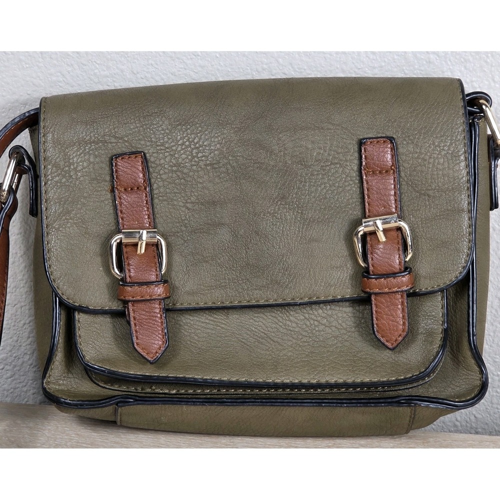 Noelle Olive Green Crossbody Bag Buckle Front Satchel‎ Messenger Purse